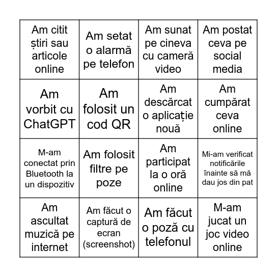 Eu și tehnologia​ Bingo Card