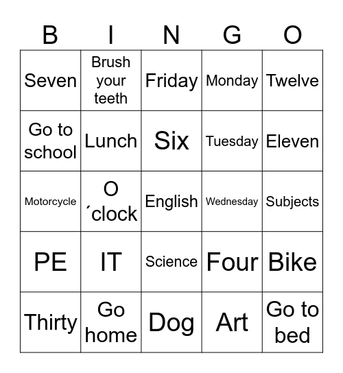LET´S PRACTICE VOCABULARY! Bingo Card