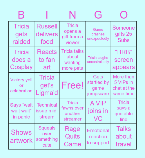 TriciaIsABirdy Bingo Card