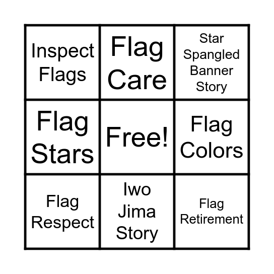 Flag Bingo Card