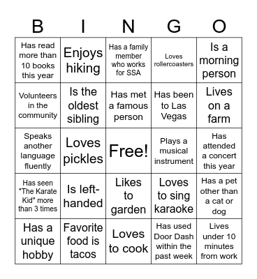 Trailblazers Bingo Card