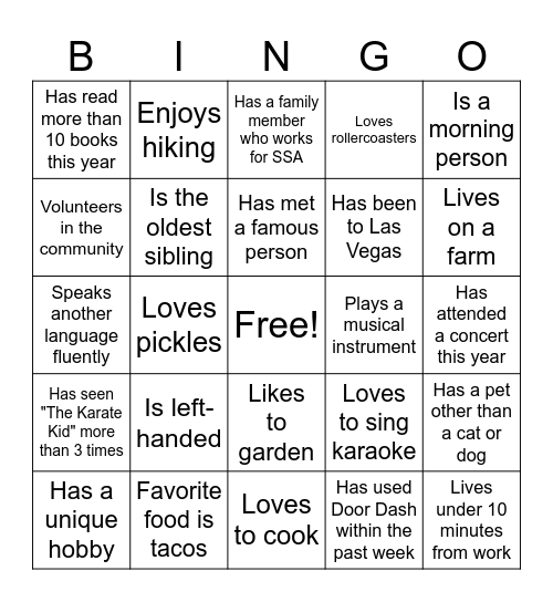 Trailblazers Bingo Card