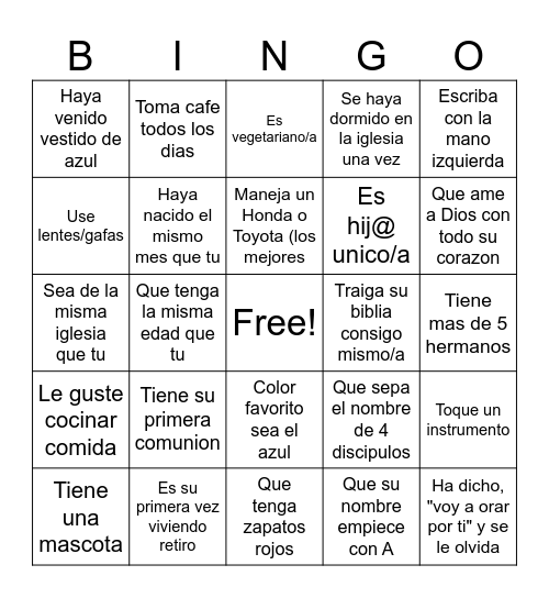 Joven A Ti Te Digo Levantate Bingo Card