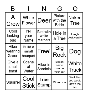 Jessica's Bachelorette Hunt Bingo Card