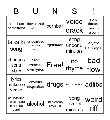 florent "buns" cartier Bingo Card