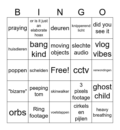 Scary Moments Nuke's Bingo Card