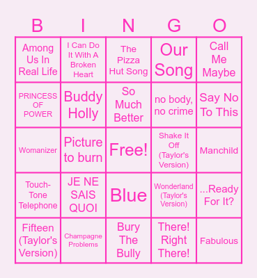 Birthday party song bingo Card