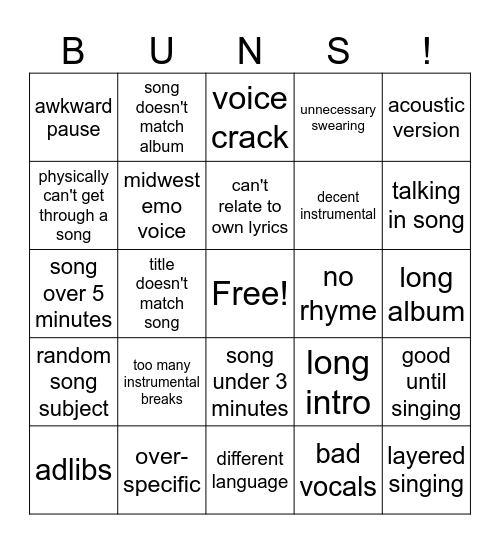 desdemona Bingo Card