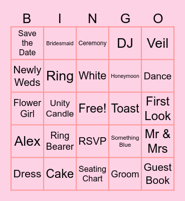 Bridal Bingo Card