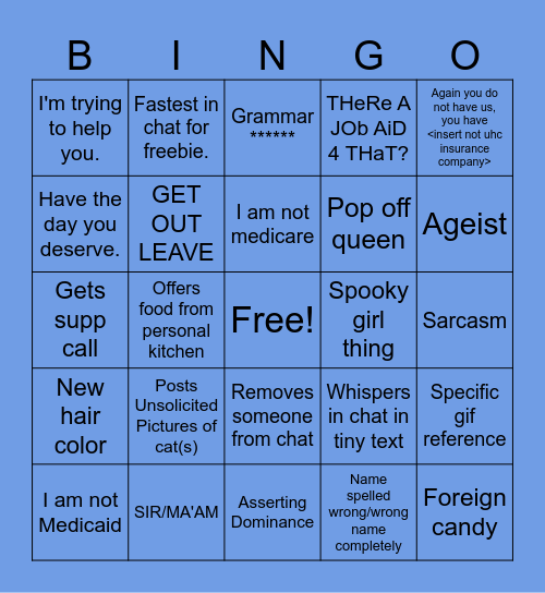 Lizzy Bingo Card