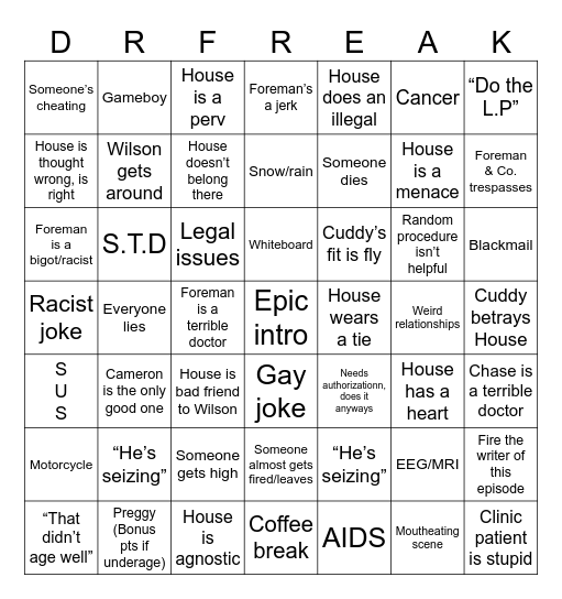 What’s Happening? [House M.D Edition] Bingo Card