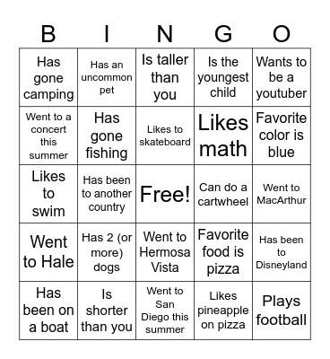 Find someone who...... Bingo Card