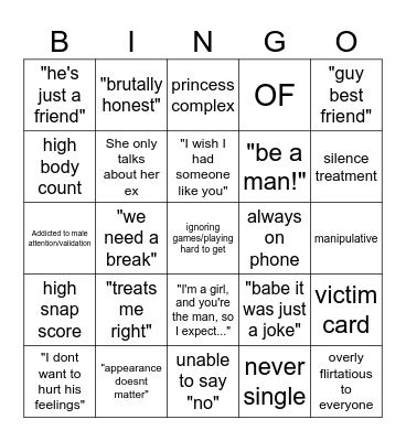 Red Flag Bingo Card