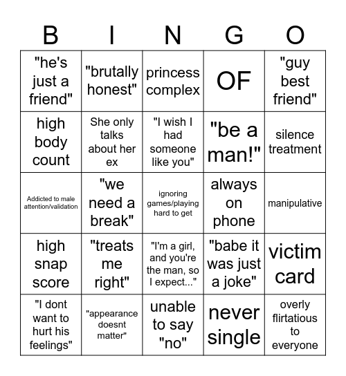 Red Flag Bingo Card