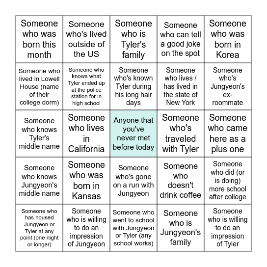 Make-a-friend bingo Card