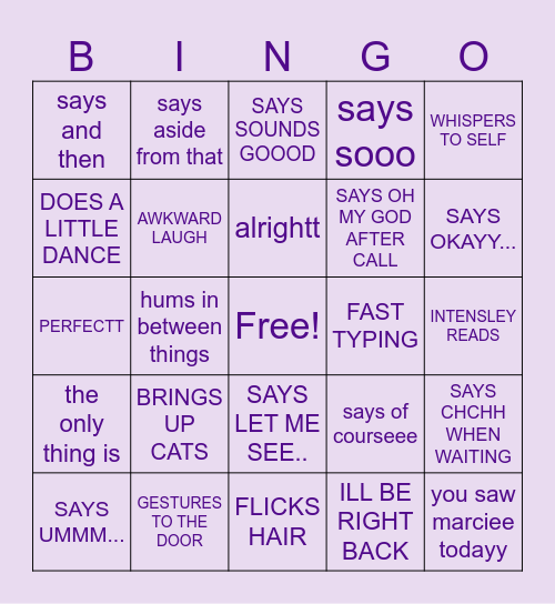 REN PHRASES Bingo Card