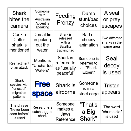 Shark Week Bingo Card