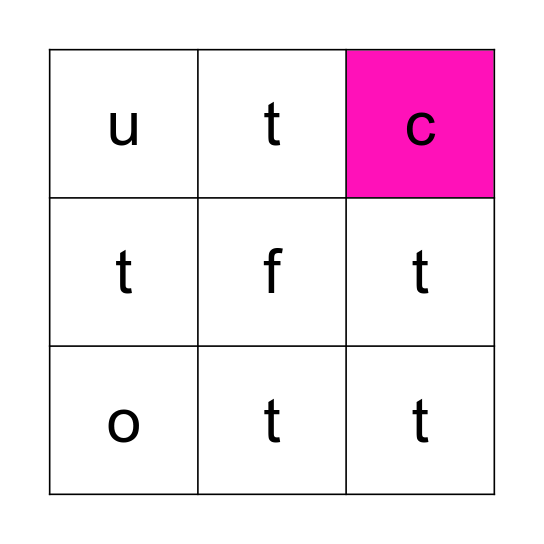 Lowercase Letters Bingo Card