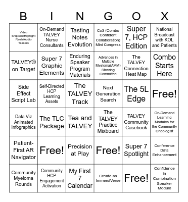 TALVEY Shift Into High Gear BINGO Card