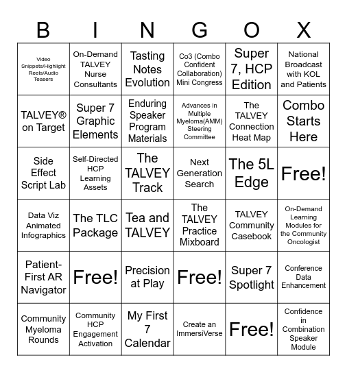 TALVEY Shift Into High Gear BINGO Card