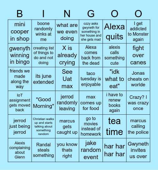 UAT Bingo Card
