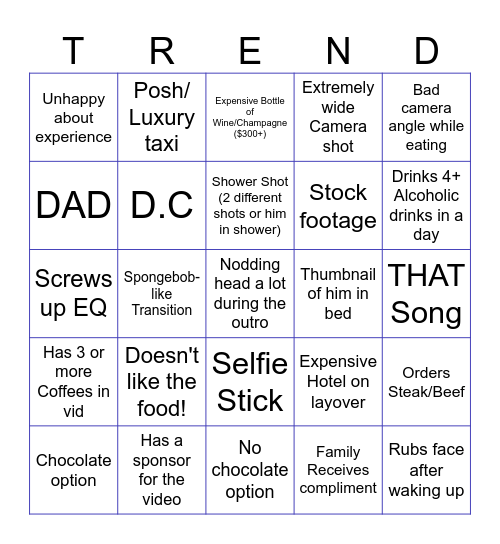 Trek Trendy New Bingo Card