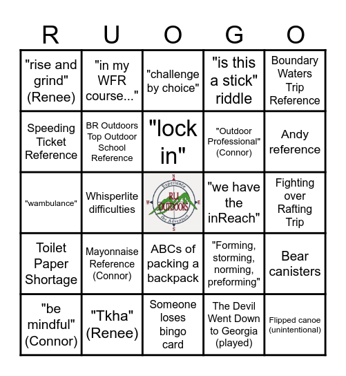 RUO Fall Staff Training 2025 Bingo Card