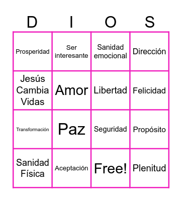 LOTERIA Las Bendiciones de Jesús Bingo Card
