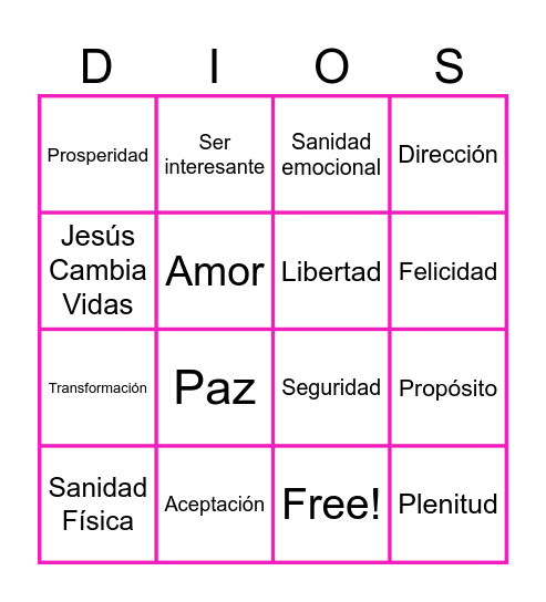 LOTERIA Las Bendiciones de Jesús Bingo Card