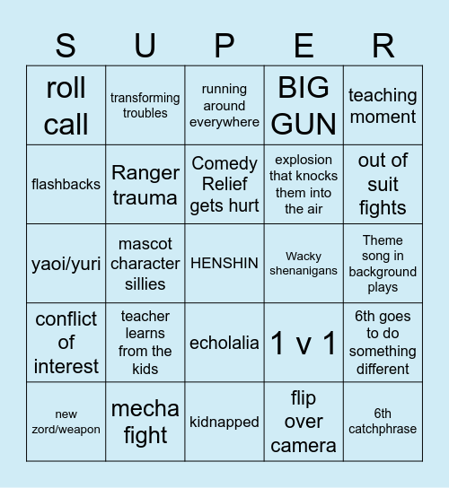 Super Sentai BINGO Card