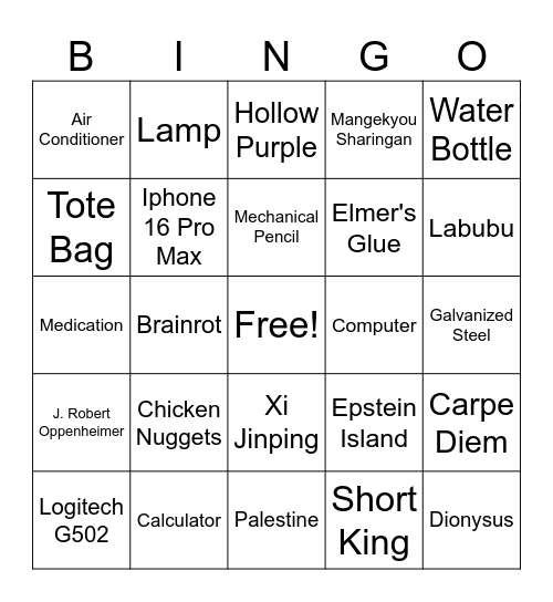 Infinite Crafting Bingo Card