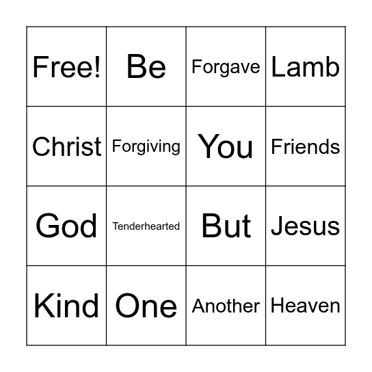 Ephesians 4:32 Bingo Card