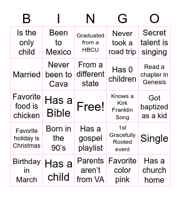 Gracefully Rooted x Women Who Witness BINGO Card