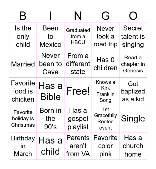 Gracefully Rooted x Women Who Witness BINGO Card