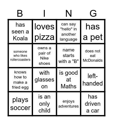 Find someone who... Bingo Card