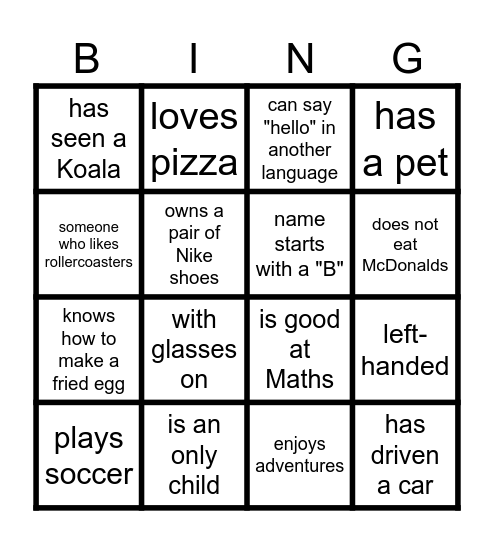Find someone who... Bingo Card