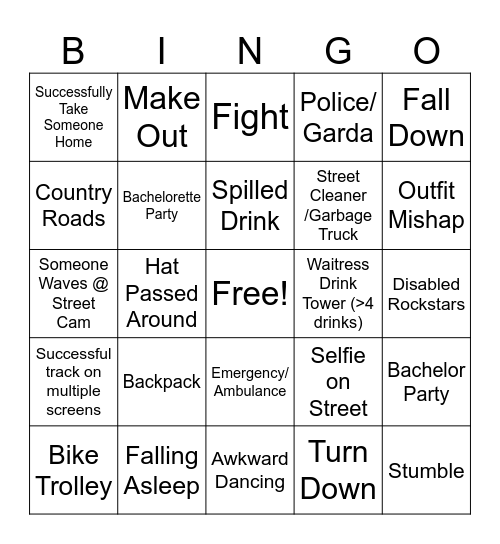 DUBLIN BINGO Card