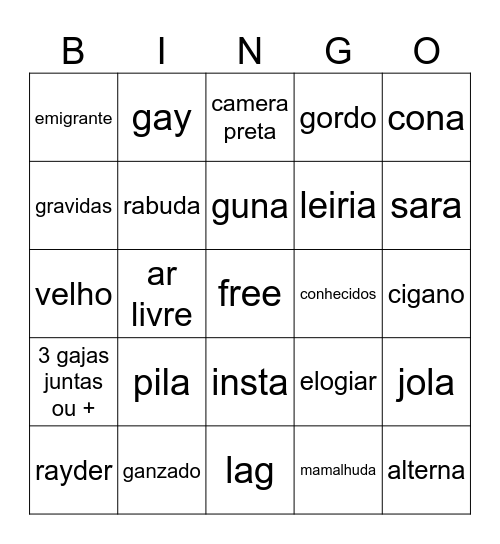 chat pt Bingo Card
