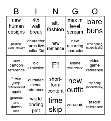 weird world of gumball episode 4-onward Bingo Card