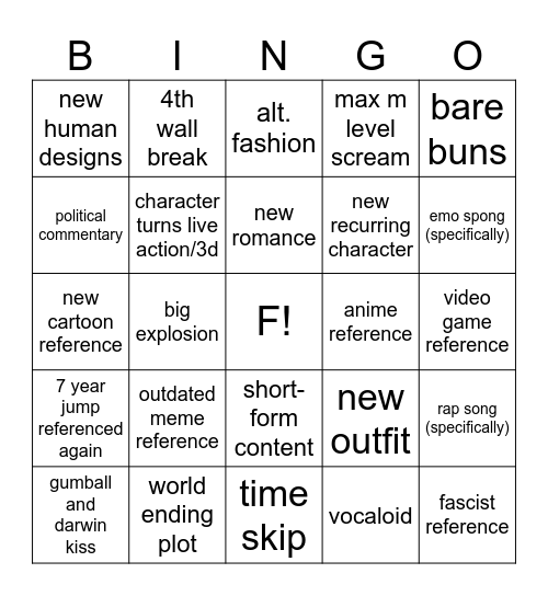 weird world of gumball episode 4-onward Bingo Card