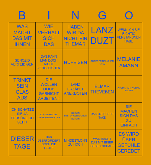 LANZ BULLSHITBINGO Card