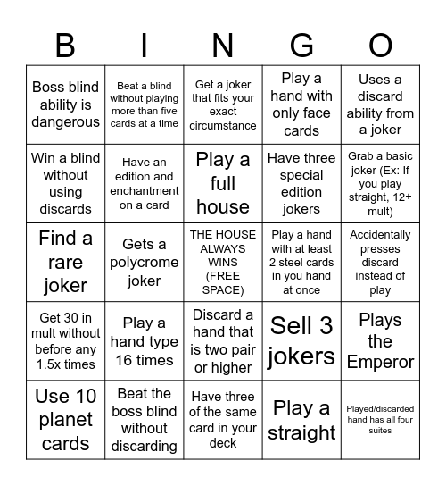 BALATRO BINGO Card
