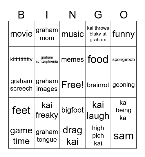sleepy Bingo Card