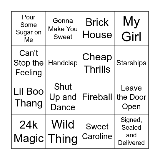 Wedding Reception Mix Bingo Card
