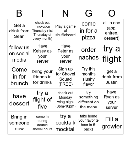 Brewery Bing Bingo Card