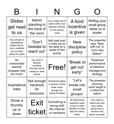 PreK PD Bingo Card