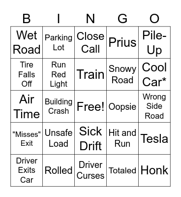 Idiots In Car Bingo Card