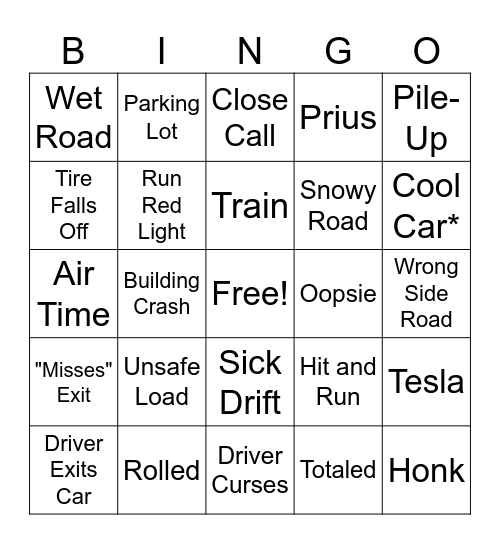 Idiots In Car Bingo Card