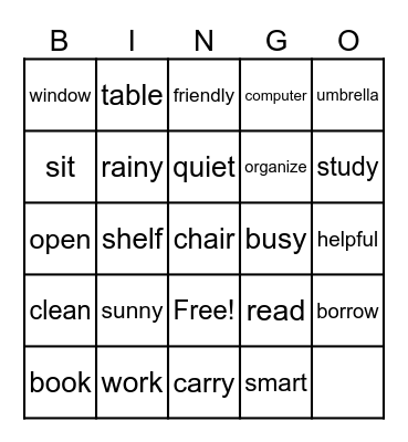 AT THE LIBRARY Bingo Card