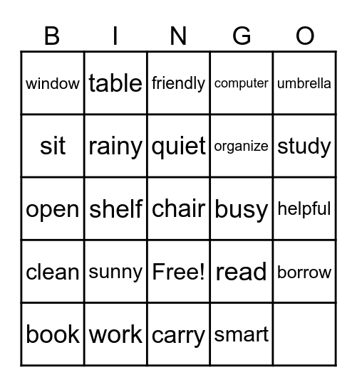 AT THE LIBRARY Bingo Card